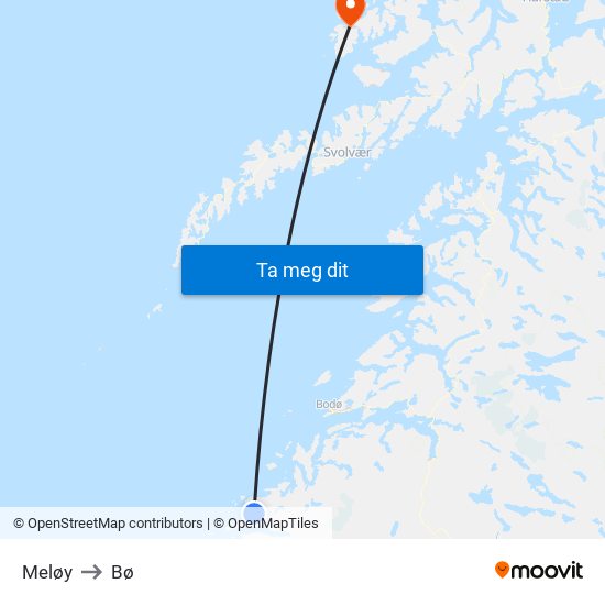 Meløy to Bø map