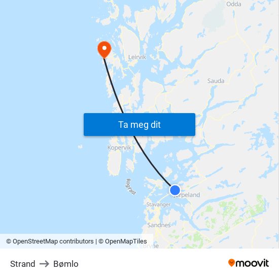 Strand to Bømlo map