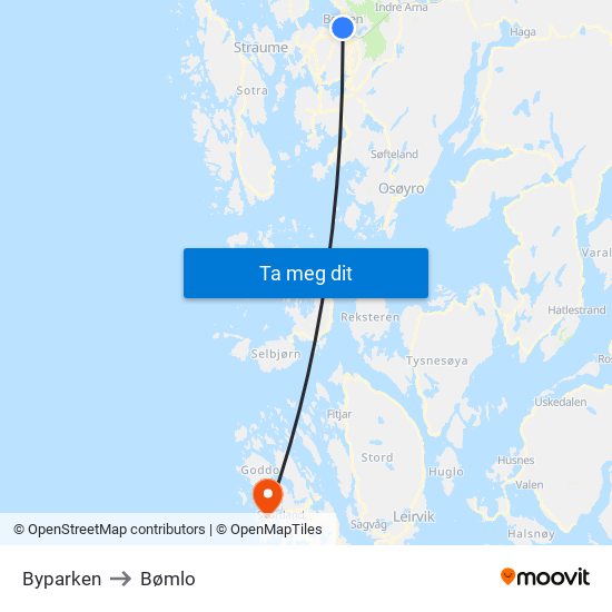 Byparken to Bømlo map