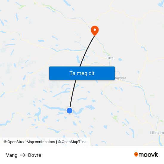 Vang to Dovre map