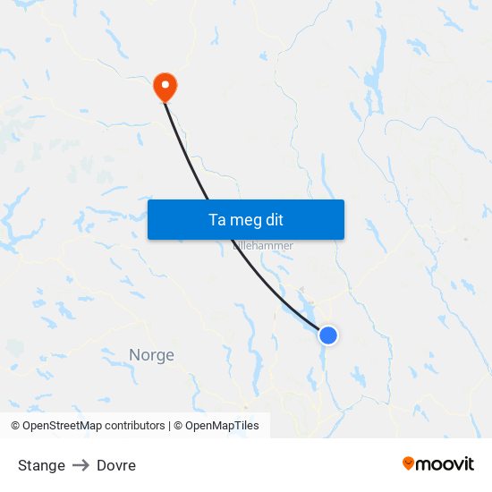 Stange to Dovre map