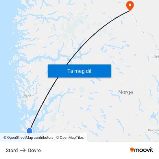 Stord to Dovre map