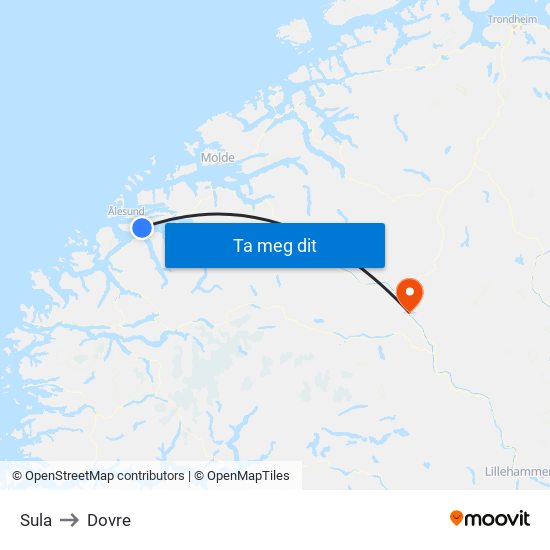Sula to Dovre map
