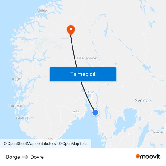 Borge to Dovre map