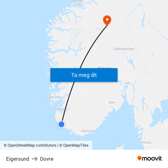 Eigersund to Dovre map