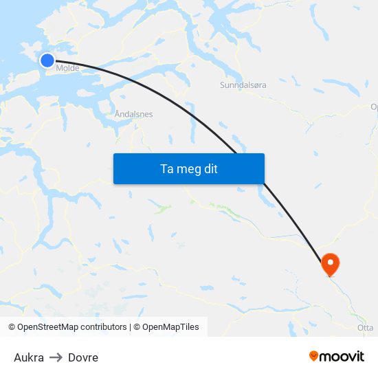 Aukra to Dovre map