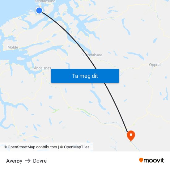 Averøy to Dovre map