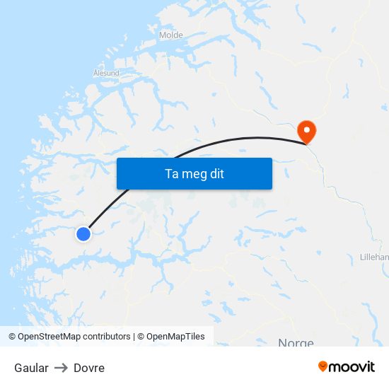 Gaular to Dovre map