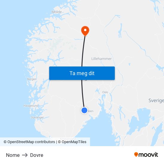 Nome to Dovre map