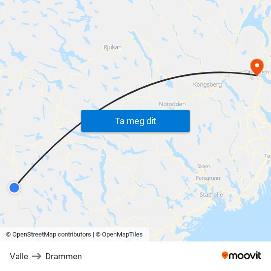 Valle to Drammen map