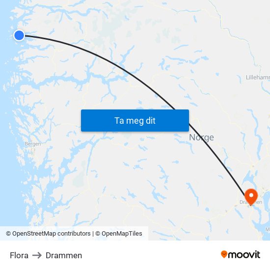 Flora to Drammen map