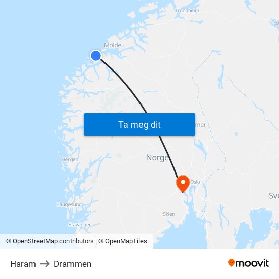 Haram to Drammen map