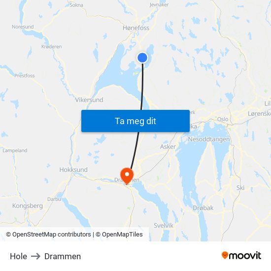 Hole to Drammen map