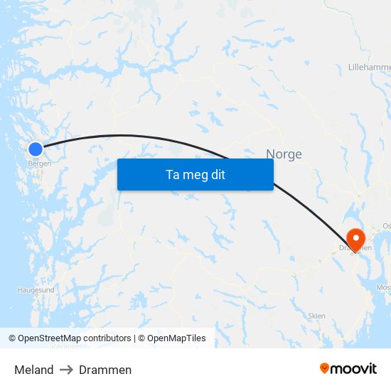 Meland to Drammen map