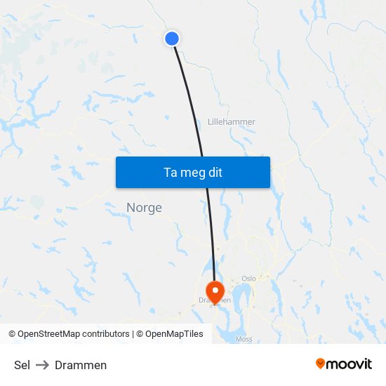 Sel to Drammen map