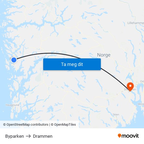 Byparken to Drammen map