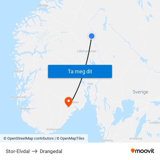 Stor-Elvdal to Drangedal map