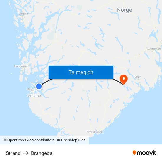 Strand to Drangedal map