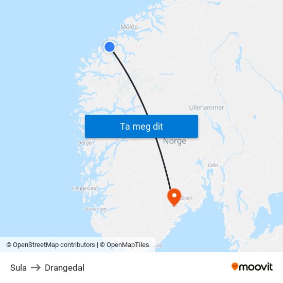 Sula to Drangedal map