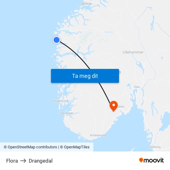 Flora to Drangedal map