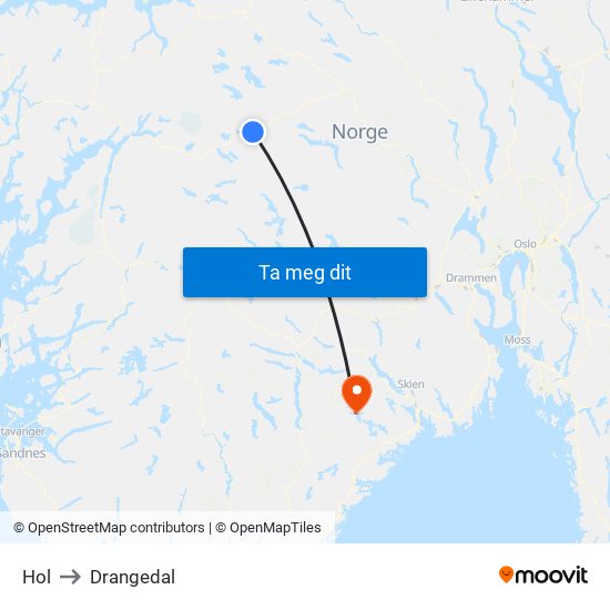 Hol to Drangedal map