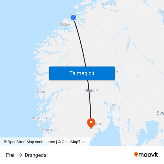 Frei to Drangedal map