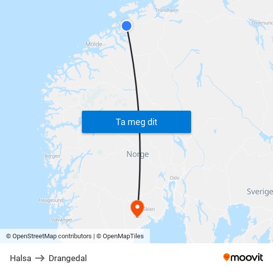 Halsa to Drangedal map