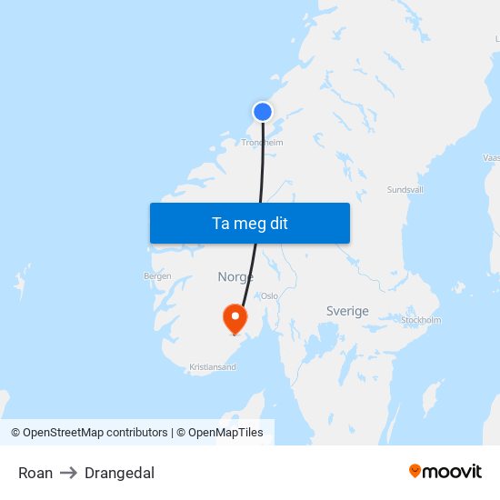 Roan to Drangedal map