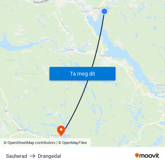 Sauherad to Drangedal map