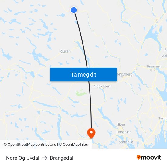 Nore Og Uvdal to Drangedal map