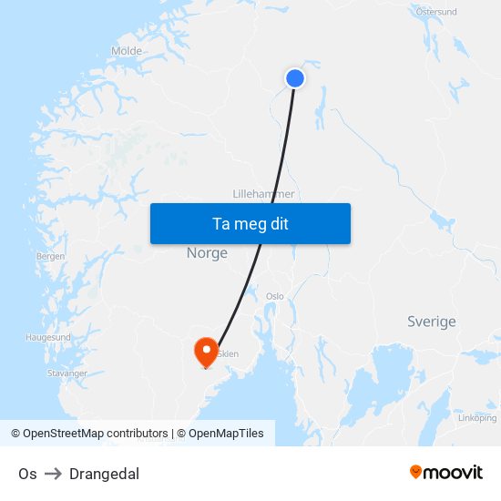 Os to Drangedal map