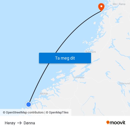 Herøy to Dønna map