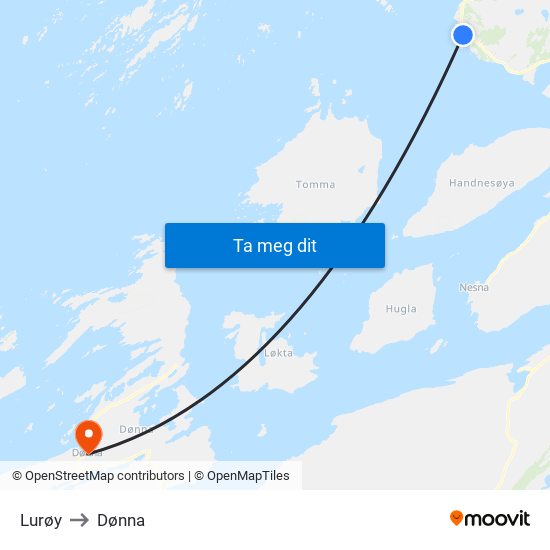 Lurøy to Dønna map