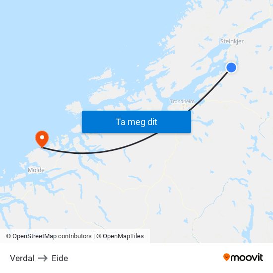 Verdal to Eide map