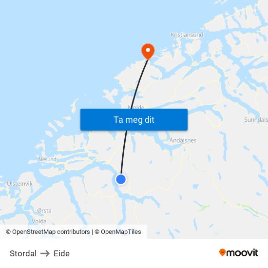 Stordal to Eide map