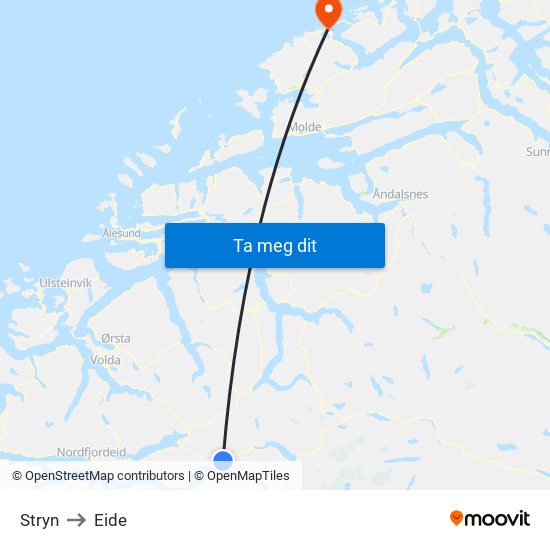 Stryn to Eide map