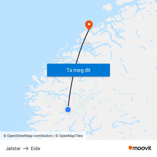 Jølster to Eide map