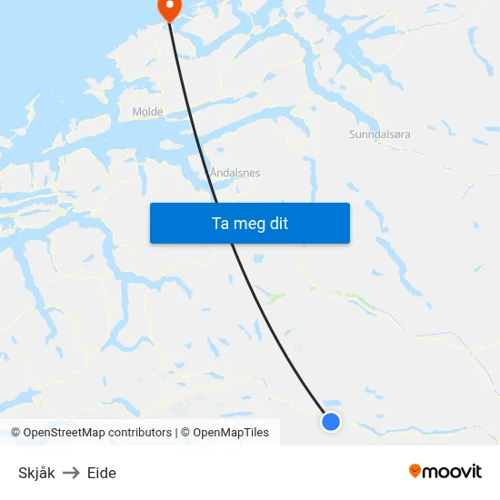 Skjåk to Eide map