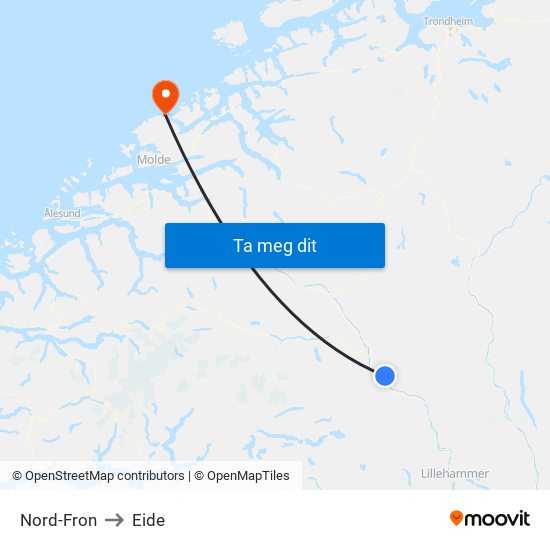 Nord-Fron to Eide map