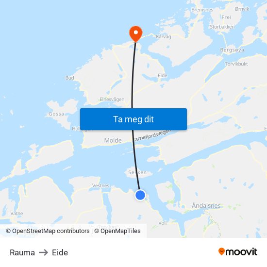 Rauma to Eide map