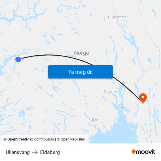Ullensvang to Eidsberg map