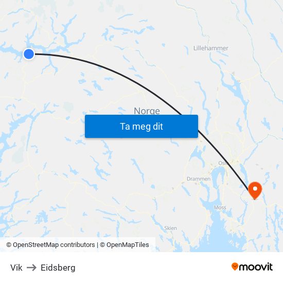 Vik to Eidsberg map