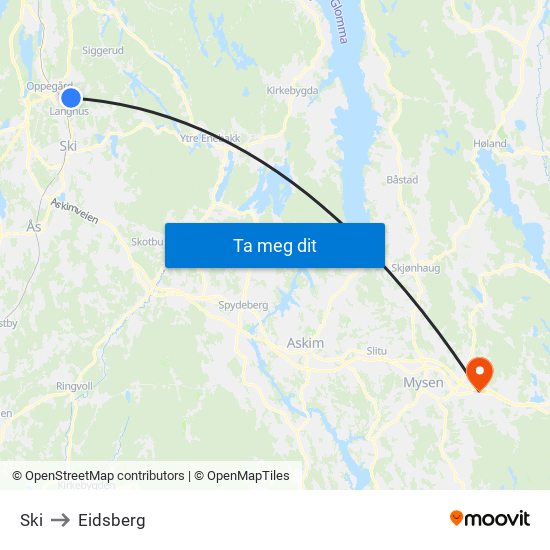 Ski to Eidsberg map