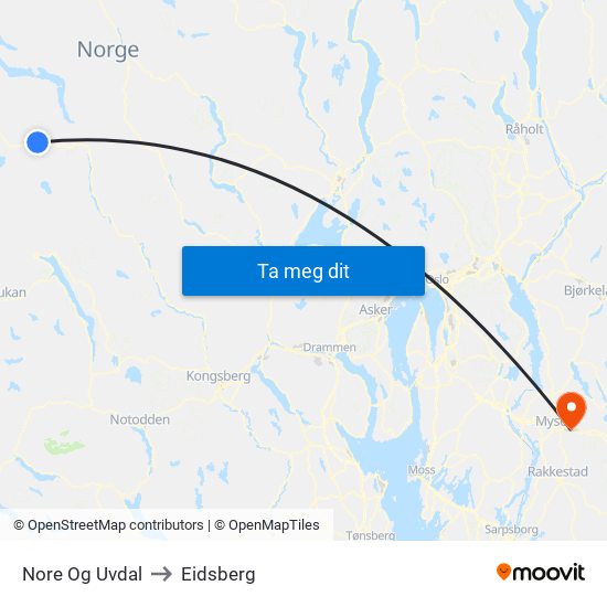 Nore Og Uvdal to Eidsberg map