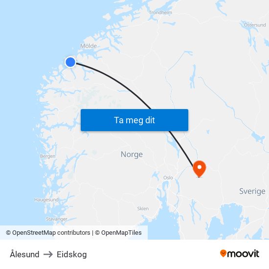 Ålesund to Eidskog map