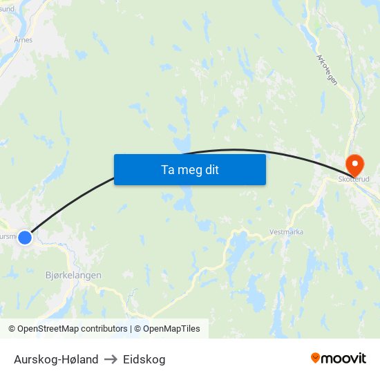 Aurskog-Høland to Eidskog map