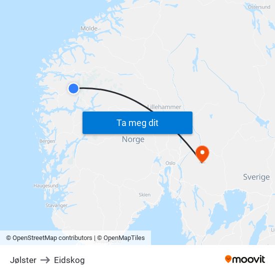 Jølster to Eidskog map