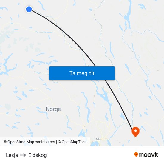 Lesja to Eidskog map