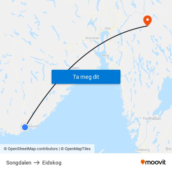 Songdalen to Eidskog map