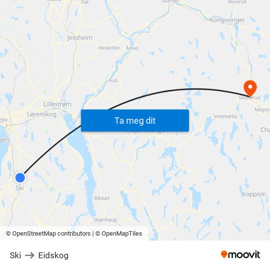 Ski to Eidskog map